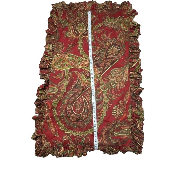 Pottery Barn Paisley Cotton King Ruffle Red Green Pillow Sham Multicolor **Lined - Picture 4 of 6